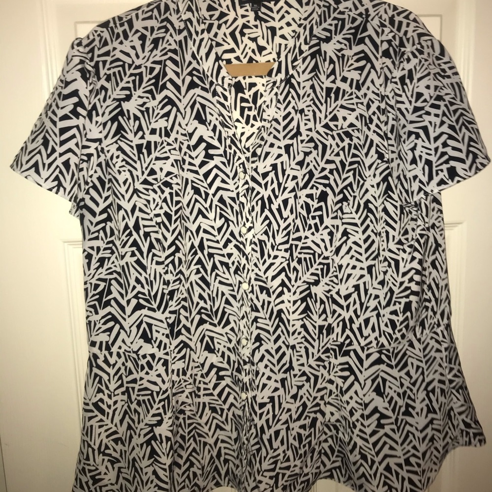Notations Tropical Button Down Blouse